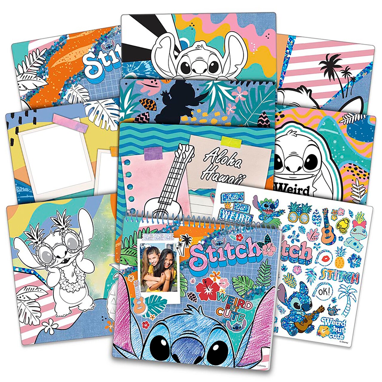 Fashion Angels: Disney's Stitch Color & Collage Design Set - 15 Colorable Lilo & Stitch Posters, 7 Sticker Sheets, Personalize Your Portfolio, Kids 8+